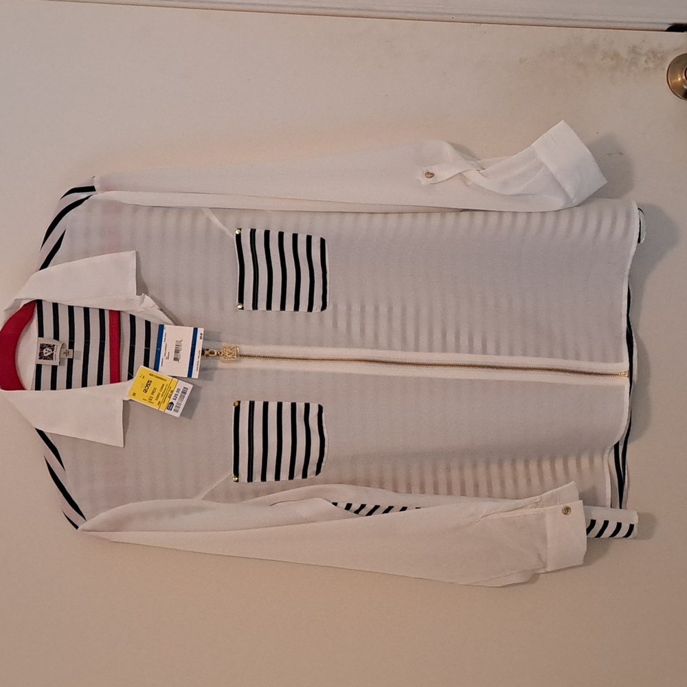 Anne Klein striped blouse new with tags